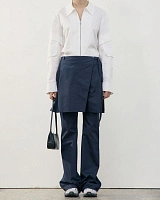 NEW LAYERED WRAP SKIRT PANTS NAVY