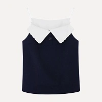Fan-Shaped Turn-down Collar Camisole Top navy