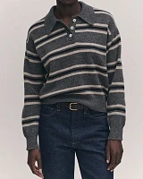 Edith Stripe Polo Shirt grey