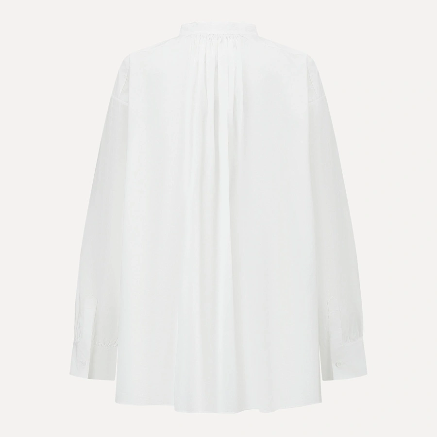 White Round Collar One button top