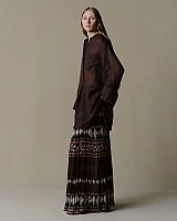 100% Silk Geometric Veil Half Skirt