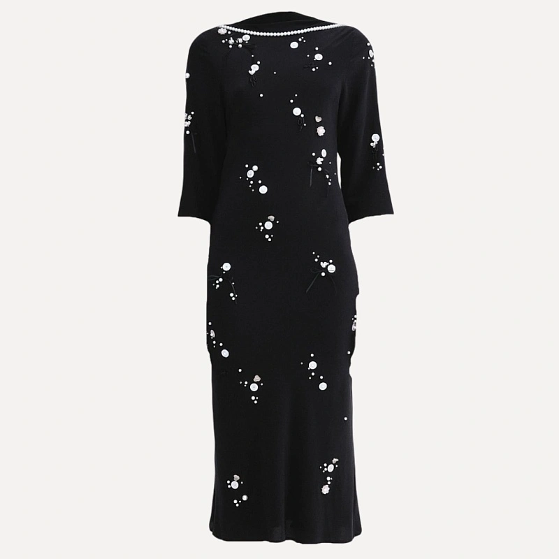 MIDI DRESS PEARL EMBROIDERED