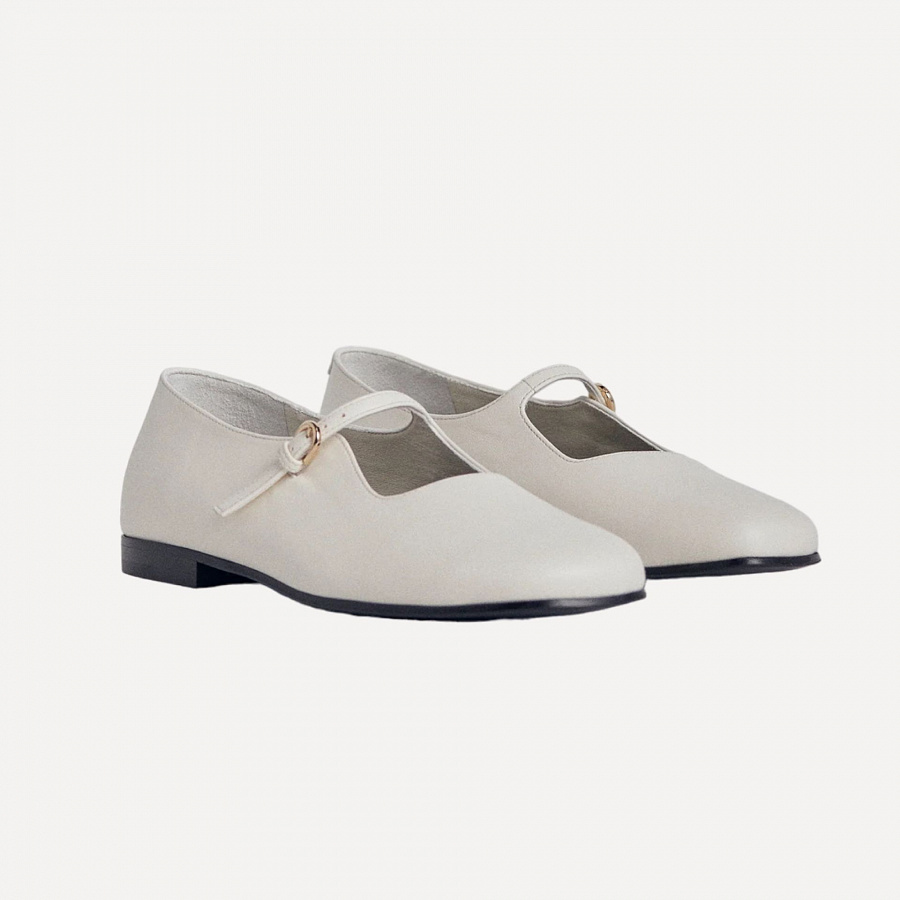 SQUARE TOE MARY JANE 10MM WHITE