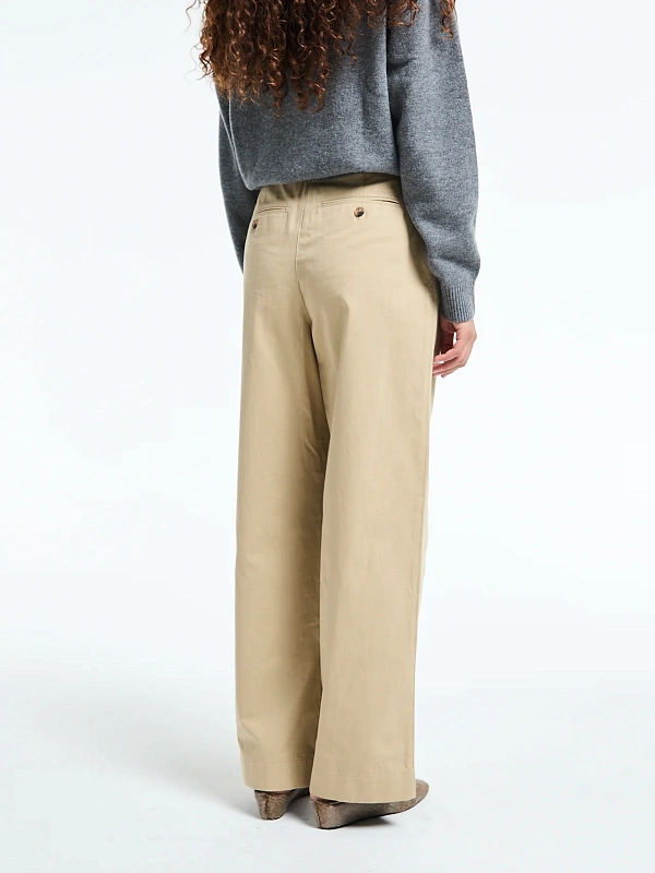 DOUBLE PLEATED CHINO SLACKS BEIGE